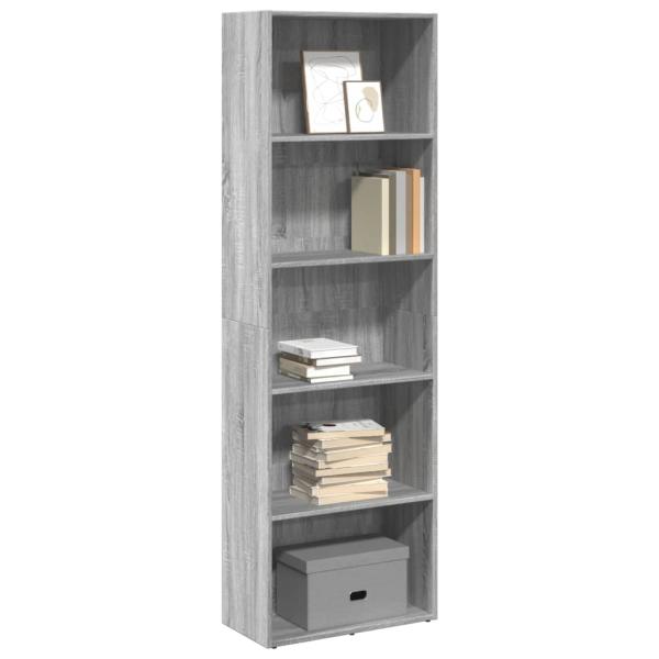 ARDEBO.de - Bücherregal Grau Sonoma 60x30x189 cm Holzwerkstoff