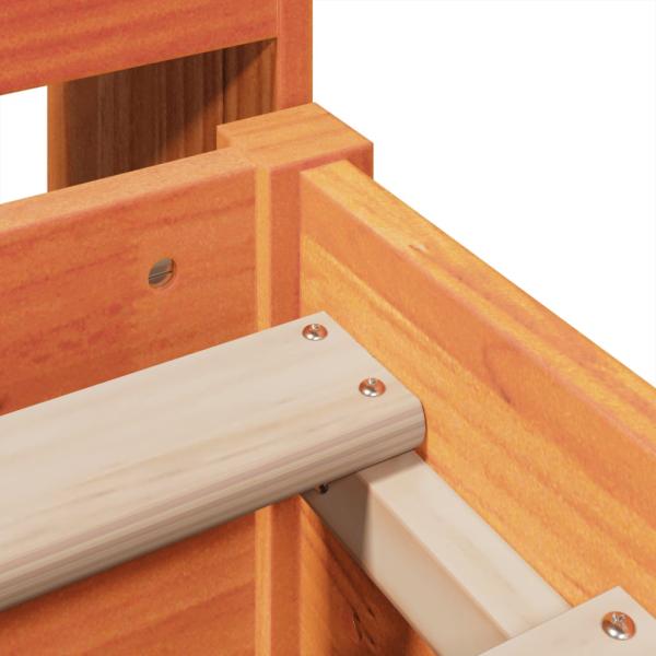 Massivholzbett mit Regal ohne Matratze Wachsbraun 135x190 cm
