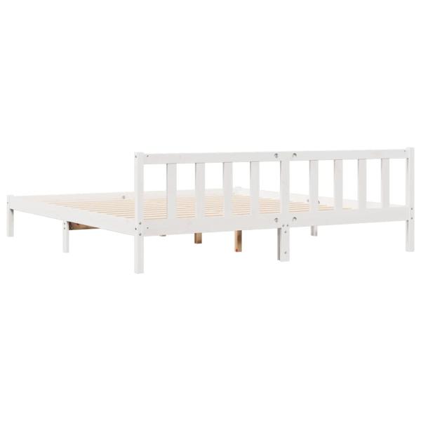 Massivholzbett Extra Lang ohne Matratze Weiß 180x220 Kieferholz