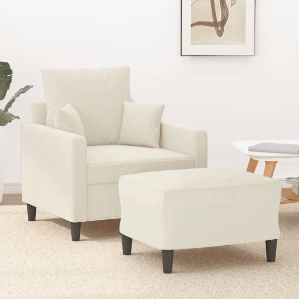 ARDEBO.de - Sessel mit Hocker Creme 60 cm Samt