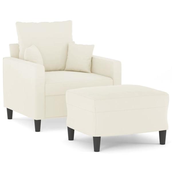 Sessel mit Hocker Creme 60 cm Samt