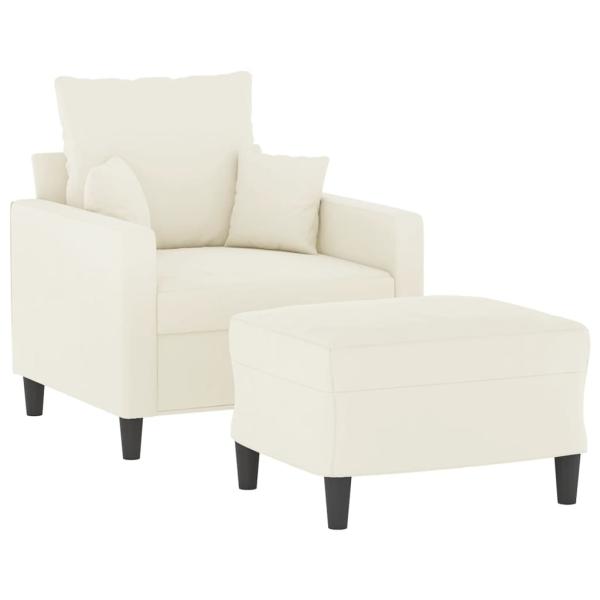 Sessel mit Hocker Creme 60 cm Samt