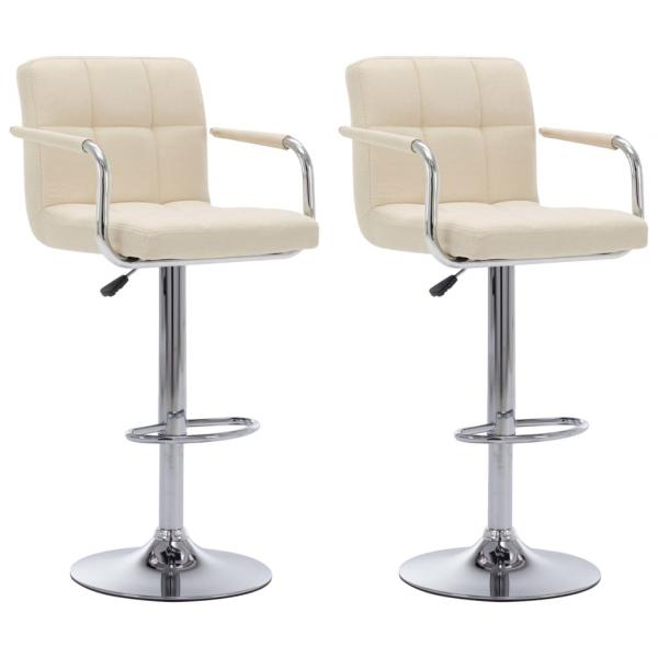 ARDEBO.de - Barhocker 2 Stk. Creme Stoff