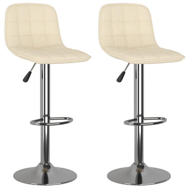 Barhocker 2 Stk. Creme Stoff