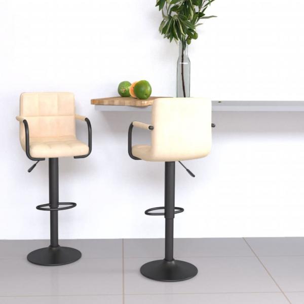ARDEBO.de - Barhocker 2 Stk. Creme Samt