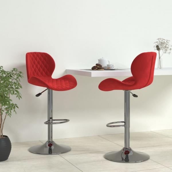 ARDEBO.de - Barhocker 2 Stk. Weinrot Samt