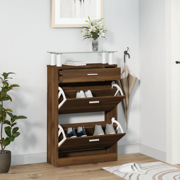 ARDEBO.de - Schuhschrank Braun Eichen-Optik 63x24x104 cm Holzwerkstoff