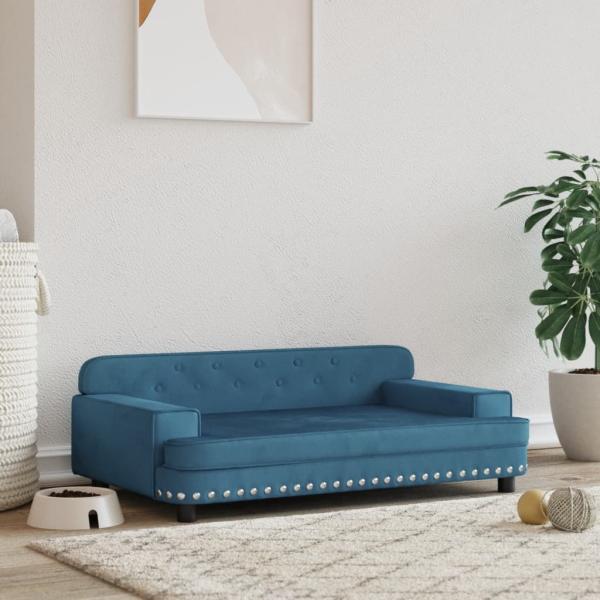 ARDEBO.de - Hundebett Blau 90x53x30 cm Samt