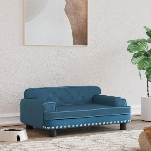 ARDEBO.de - Hundebett Blau 70x45x30 cm Samt