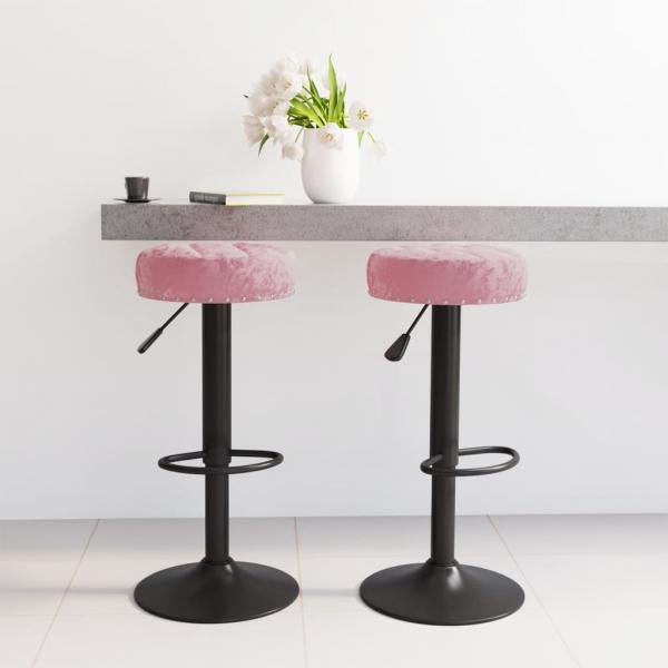 ARDEBO.de - Barhocker 2 Stk. Rosa Samt