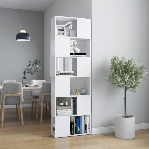 ARDEBO.de - Bücherregal Raumteiler Weiß 60x24x186 cm