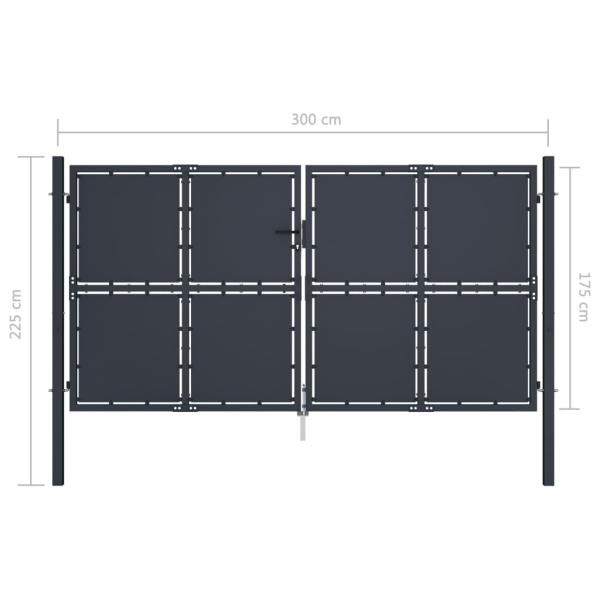 Gartentor Stahl 300 x 175 cm Anthrazit