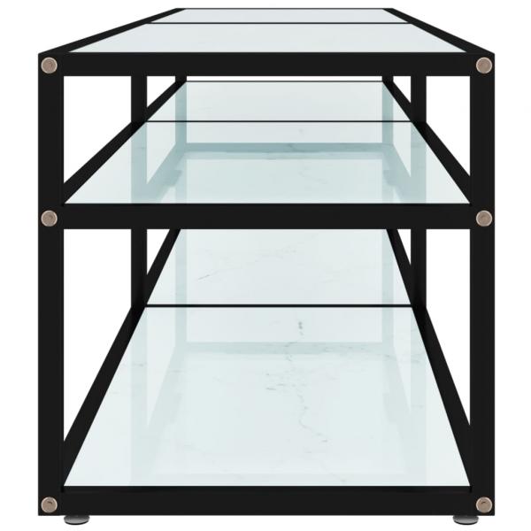 TV-Schrank Weiß Marmor-Optik 160x40x40,5 cm Hartglas