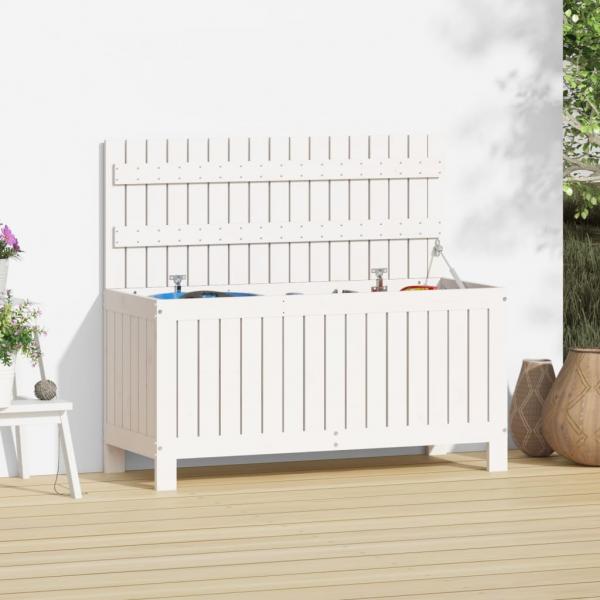 ARDEBO.de - Gartentruhe Weiß 108x42,5x54 cm Massivholz Kiefer
