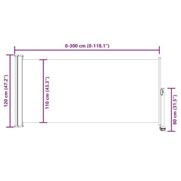 Ausziehbare Seitenmarkise 120x300 cm Creme