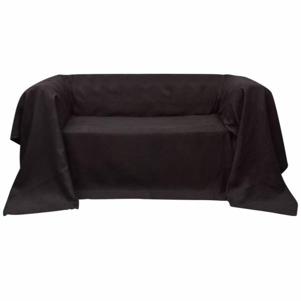 ARDEBO.de - Micro-Suede Sofaüberwurf Tagesdecke Braun 140 x 210 cm