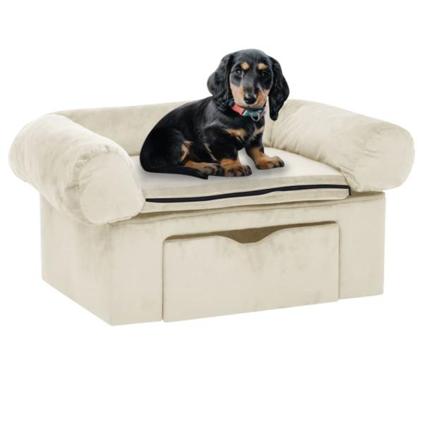 ARDEBO.de - Hundesofa mit Schublade Creme 75x50x38 cm Plüsch