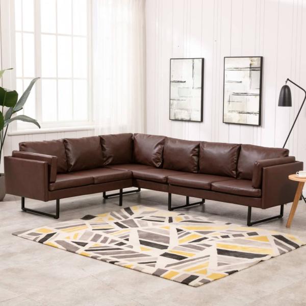 ARDEBO.de - Ecksofa Kunstleder Braun