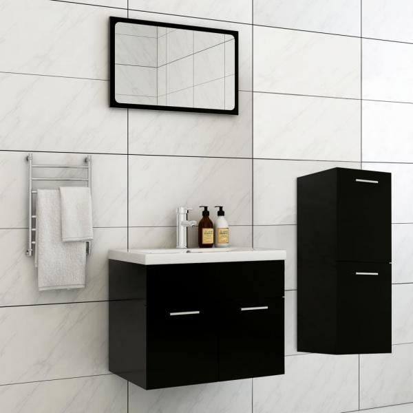 ARDEBO.de - Badmöbel-Set Schwarz Holzwerkstoff