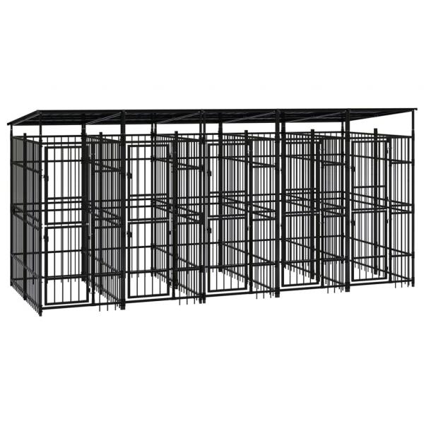 ARDEBO.de - Outdoor-Hundezwinger mit Dach Stahl 9,22 m²