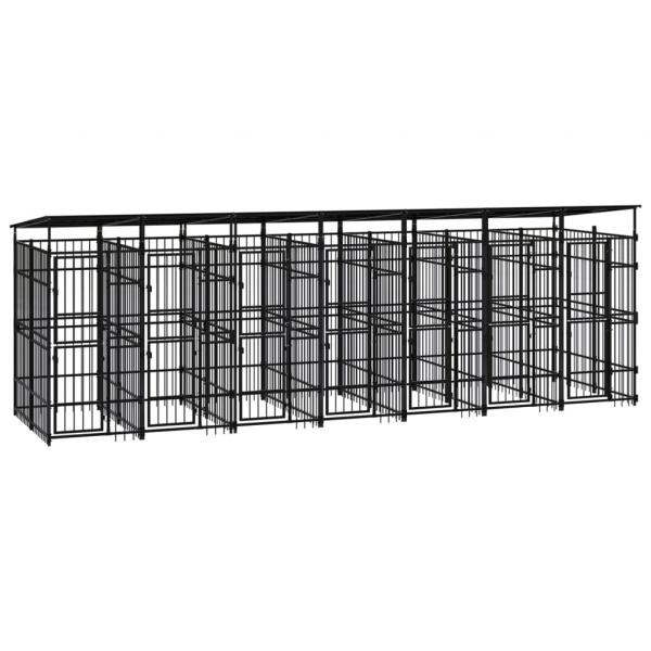 ARDEBO.de - Outdoor-Hundezwinger mit Dach Stahl 12,9 m²