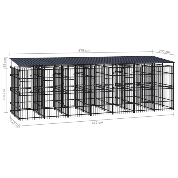 Outdoor-Hundezwinger mit Dach Stahl 12,9 m²
