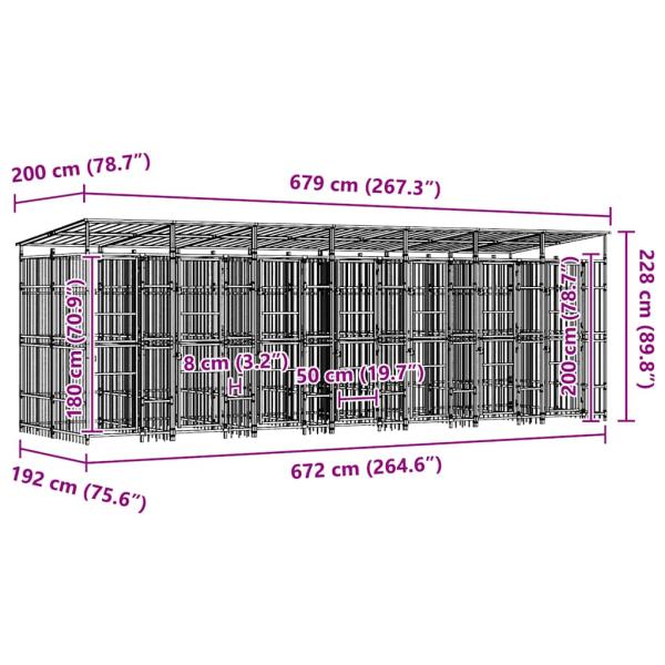 Outdoor-Hundezwinger mit Dach Stahl 12,9 m²