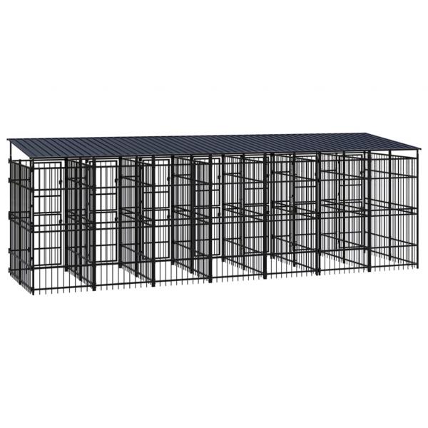 Outdoor-Hundezwinger mit Dach Stahl 12,9 m²