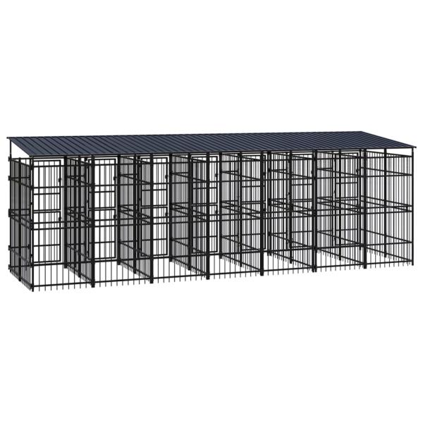 Outdoor-Hundezwinger mit Dach Stahl 12,9 m²