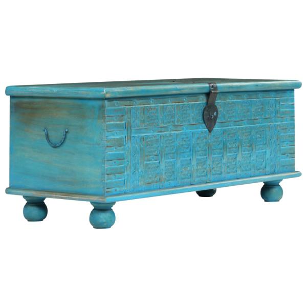 ARDEBO.de - Aufbewahrungstruhe Massivholz Mango Blau 100x40x41 cm