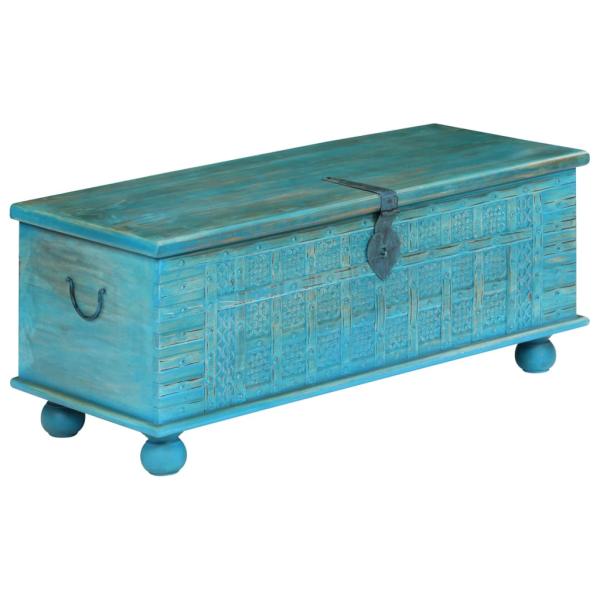 Aufbewahrungstruhe Massivholz Mango Blau 100x40x41 cm