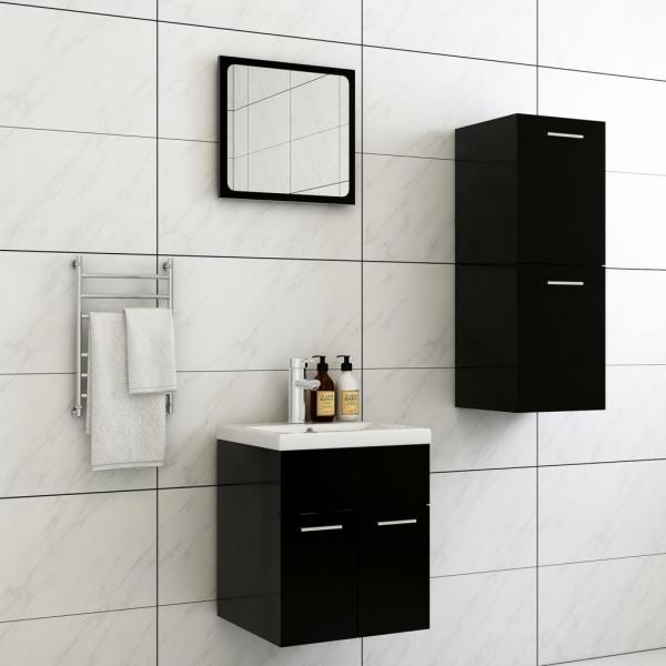 ARDEBO.de - Badmöbel-Set Schwarz Holzwerkstoff