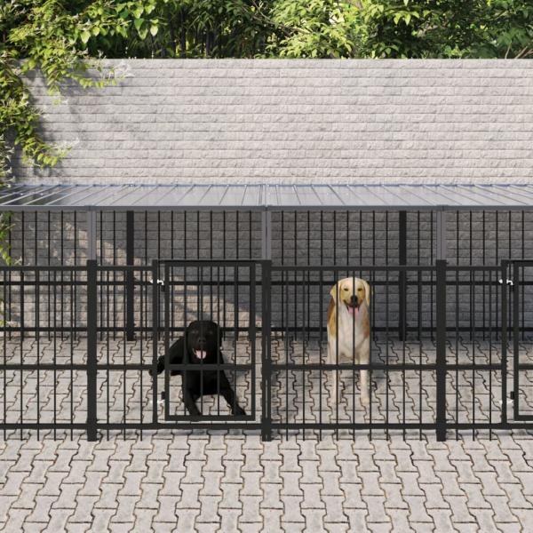 ARDEBO.de - Outdoor-Hundezwinger mit Dach Stahl 11,26 m²
