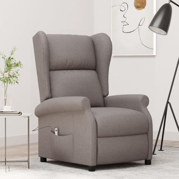 ARDEBO.de - Ohrensessel mit Liegefunktion Elektrisch Taupe Stoff