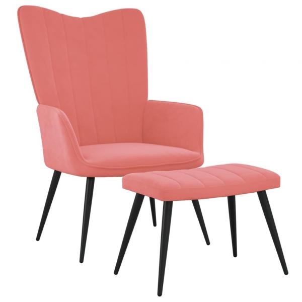 ARDEBO.de - Relaxsessel mit Hocker Rosa Samt