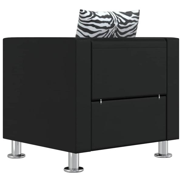 Sofa-Set Kunstleder 3-Sitzer + 2-Sitzer + Sessel Schwarz