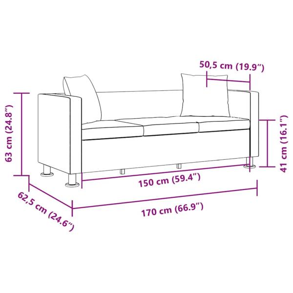 Sofa-Set Kunstleder 3-Sitzer + 2-Sitzer + Sessel Schwarz