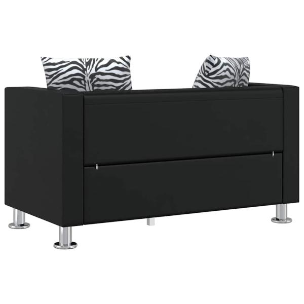 Sofa-Set Kunstleder 3-Sitzer + 2-Sitzer + Sessel Schwarz
