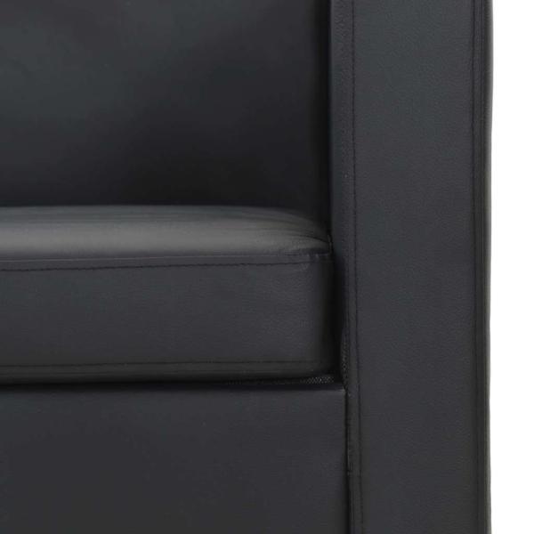 Sofa-Set Kunstleder 3-Sitzer + 2-Sitzer + Sessel Schwarz