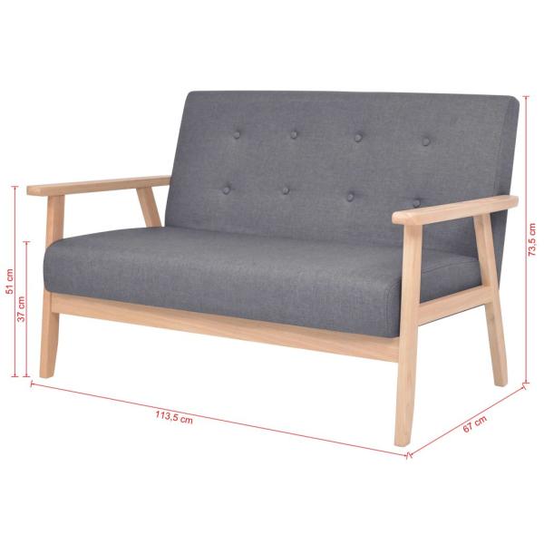 Sofa-Set 3-tlg. Stoff Dunkelgrau