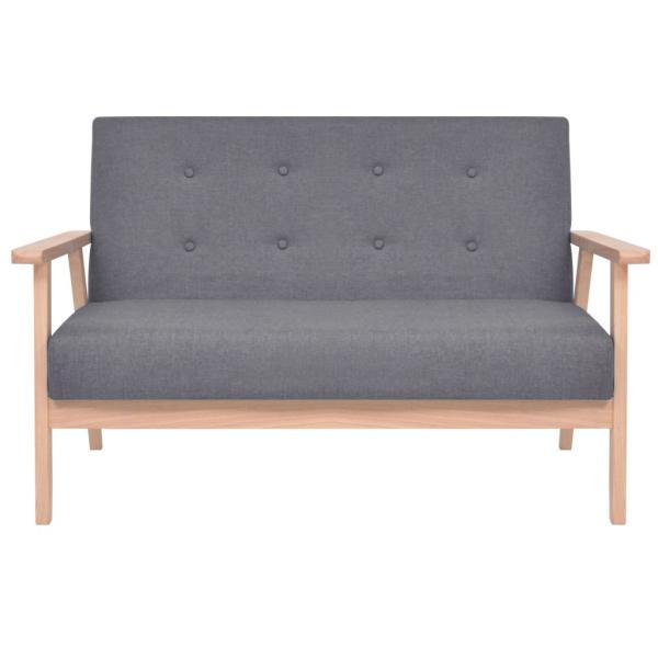 Sofa-Set 3-tlg. Stoff Dunkelgrau