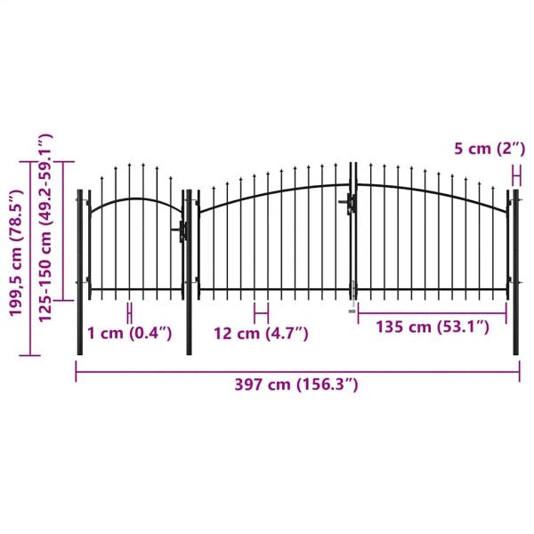 Gartentor Stahl 2x4 m Schwarz