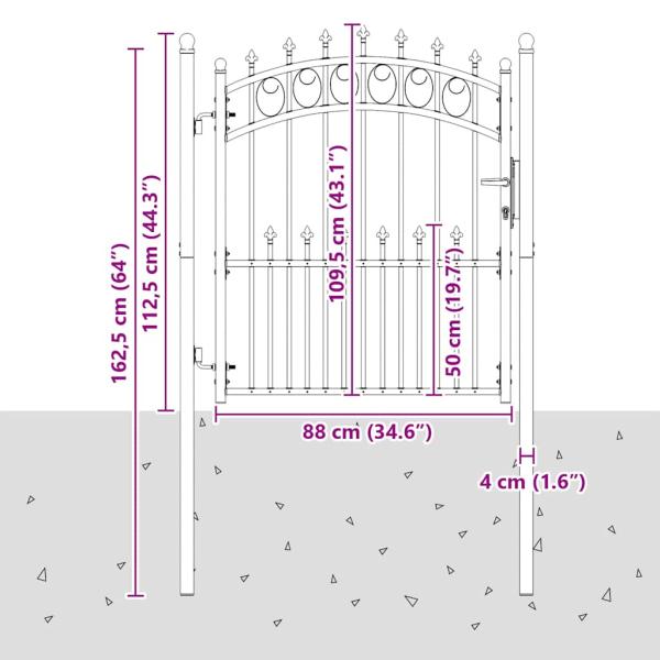 Zauntor mit Spitzen Stahl 100x125 cm Schwarz