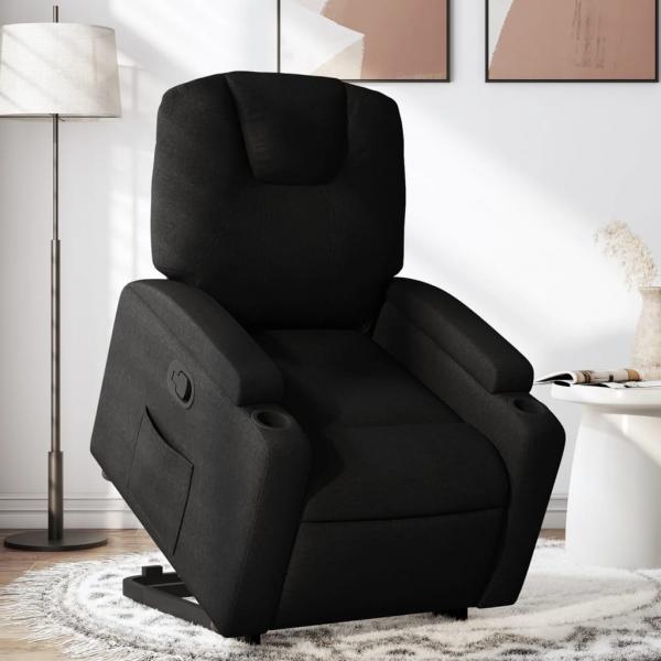 ARDEBO.de - Relaxsessel mit Aufstehhilfe Schwarz Stoff