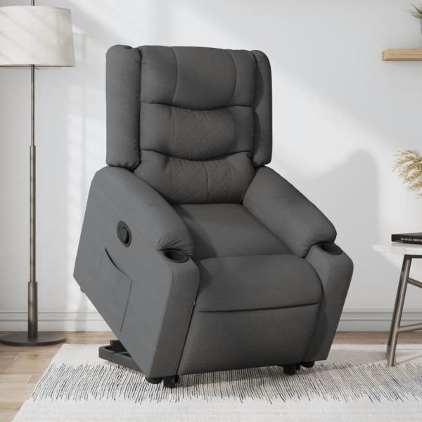 ARDEBO.de - Relaxsessel mit Aufstehhilfe Dunkelgrau Stoff