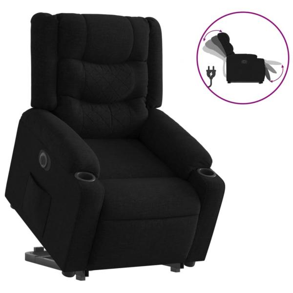 Relaxsessel mit Aufstehhilfe Elektrisch Schwarz Stoff