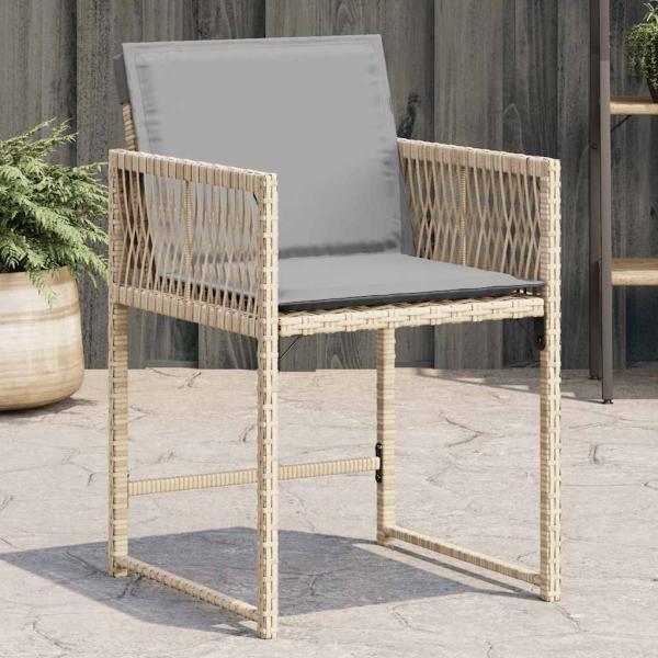 ARDEBO.de - Gartenstühle mit Kissen 4 Stk. Beigemischung Poly Rattan