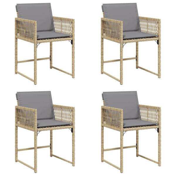 Gartenstühle mit Kissen 4 Stk. Beigemischung Poly Rattan