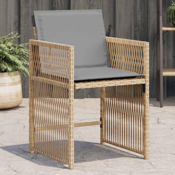 ARDEBO.de - Gartenstühle mit Kissen 4 Stk. Beigemischung Poly Rattan