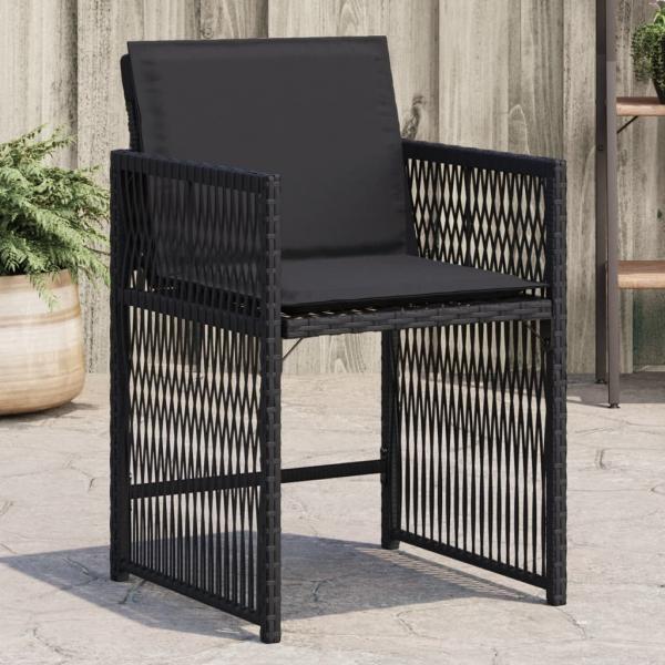 ARDEBO.de - Gartenstühle mit Kissen 4 Stk. Schwarz Poly Rattan